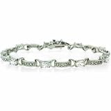 Sterling Silver Simulated Diamond CZ Oval Bar Link Bracelet