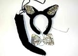 LOT de 2:Parure lapin 3 pièces brillant 89021 modèles au choix (NOIR) Accessoires bijoux, coiffes, diadèmes, parures, serres tête, oreilles