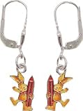 Eigenschaften Janusch / Ohrhaenger 925 Silber Emaille Felix mit Bleistift rot