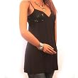 New Sexy Rayon Long Top tunic Black Long Beaded Bust