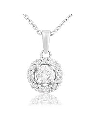 14K White Gold 0.52cttw Simply Endless Prong Set Round Diamond Circle Pendant