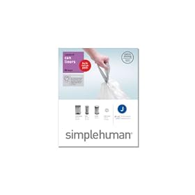simplehuman Custom Fit Trash Can Liner J, 38- 40 Liters / 10- 10.5 Gallons, 50-Count