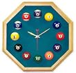 13in Octagon Billiard Clock Oak & Std Green Mali Felt