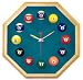 13in Octagon Billiard Clock Oak & Std Green Mali Felt Product Category: Game Room Products > Billiards > Felt Clocks