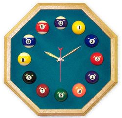 13in Octagon Billiard Clock Novelty Clocks
