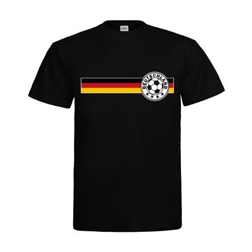 MDMA T-Shirt Deutschlandfahne breit mit Fußballemblem 4 Sterne links auf der Brust mdma-t00006-7 Textil black / Motiv farbig Gr. M