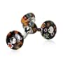 Black Millefiore Floral Glass Double-Sided Silver Cufflinks