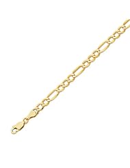 10K Yellow Gold 4.60mm Diamond Cut Figaro Lite Link Bracelet with Lobster Clasp
