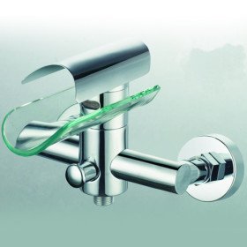 Contemporary Brass Tub Faucet Glass Spou