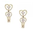 Ladies Solid Yellow Gold Heart J Hoop Earrings Diamond