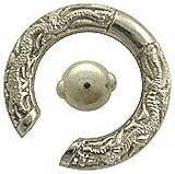 2g 925 Silver Tribal Spring Loaded Captive Ring w/ White Gold Plating, in 2g (Gauge), Sold Individually