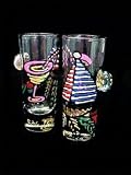 Caribbean Excitement Design - Hand Painted - Collectible Shooter Glass - 1.5 oz.