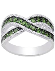 Sterling Silver Gemstone and Created White Sapphire Gemstone Fashion Ring (1.45 cttw), Size 7