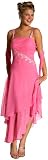 Floral Pink Asymmetric Layered Prom Dress