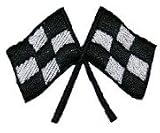 Checkered Car Racing Flag Embroidered Iron On Applique Patch FD