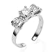 925 Sterling Silver Toe Ring Bow Solitaire CZ
