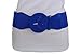 TFJ Women Fashion Belt Hip Elastic Waist Faux Leather Fabric XS S M Royal Blue