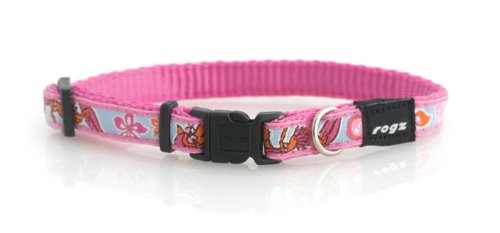 Rogz Stylish 3/8-Inch Jellybean Dog Collar, Small, Stylish Pink Rogzette Design
