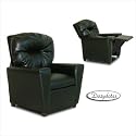 Child Recliner with Cup Holder - Black Leather Like