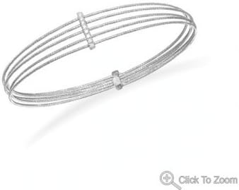 23374 Rhodium qygw9psswg8 Plated Multirow Twisted Wire Bangle with CZ Bar silver bracelet hand arm wrist starling 0.925 chain ki543b26 links