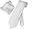 Biagio BAMBOO SILK Solid SILVER GREY NeckTie & Handkerchief Men's Neck Tie Set