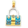 14k Two-tone Aqua Enameled Purse Pendant