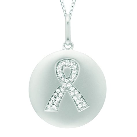 14KT White Diamond .09CT Breast Cancer Awareness 