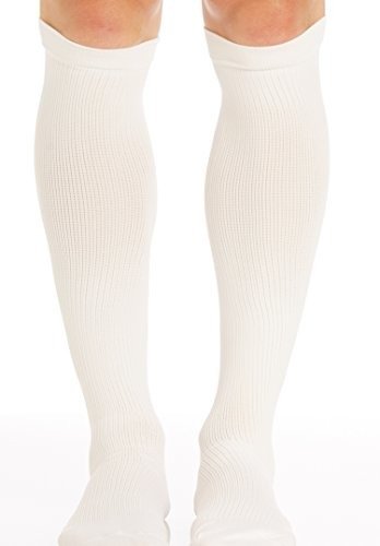 Support Socks For Men Knee High Firm Compression (XL, White)