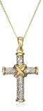 9ct Two Tone Gold AMP190633 Ladies 0.05ct Diamond Cross & 18 Chain