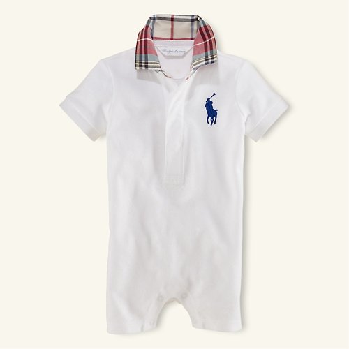 (ラルフローレン) RALPH LAUREN ビッグポニー・マドラス襟ショートオール(白)