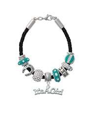 Large "Its a Girl" on a Teal Love & Luck Beaded Bracelet [Jewelry] Delight