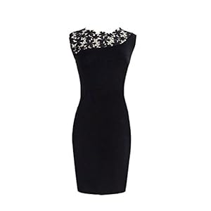 Viwenni Damen Vorne Ohne arm Bodycon Spitzen Pencil Kleid Schwarz EU Gr.S-XXL
