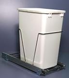 Pull-Out Waste Container, 35 qt, w/FE Slides, Chrome/White