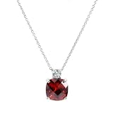 Mirna's 5.3 TCW Cushion Cut CZ Garnet Double Stone Necklace
