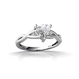 14K White Gold Genuine Trillion White Topaz and Diamond Ring