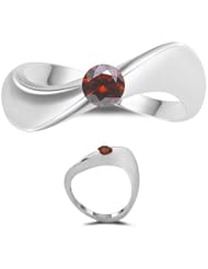 1/4 (0.21-0.27) Cts Red Diamond Solitaire Wave Ring in 14K White Gold