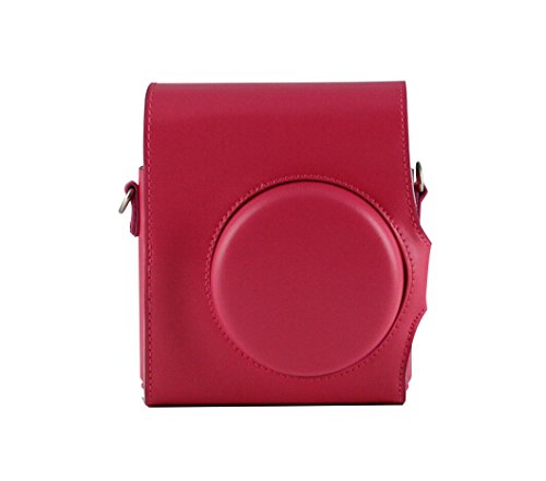 CAIUL 2nd Generation Vintage Instax Mini 8 Carry Camera Case Bag With Shoulder Strap, PU Leather, Rose Red