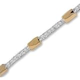 14K Two Tone Gold Brick Pave .40 Ct Diamond Bracelet