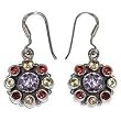 Dangle Earings in Sterling Silver & Multi Gemstone Indian Style 1.25 inches (erg036)