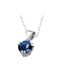 7mm Created Sapphire Pendant Necklace in Sterling Silver with Chain