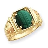 10k Tri-color Black Hills Gold Mens Malachite Ring - Size 11