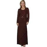 Copper Chiffon Formal Evening Dress with Jacket - Mother of Bride  Groom Dress. Mothers Dress Gown. Womens Long Evening Gown by Sean Collection (7279)