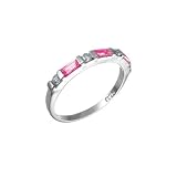 Studio 925 Stabile Pink Diamond CZ Baguette Sterling Silver Stacking Ring