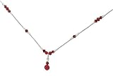 Liquid Solid Sterling Silver Red Agate & Red Crystal Necklace