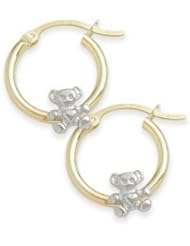 Two-Toned Teddy Bear Baby Gold Earrings