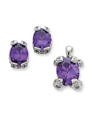Genuine IceCarats Designer Jewelry Gift Sterling Silver Purple Cz Pendant & Earring Set