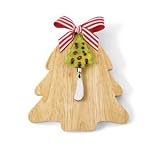 Mud Pie Home For The Holidays Tree-Shaped 9-1/4-Inch Wood Cutting Board with Spreader