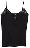 IMAGE OF Hanro Women's Cotton Lace Fine Rib Camisole, Black, X-Small