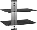 Designer Habitat - 2x Silver Floating Shelf with Strengthened Tempered Glass for DVD Players/Cable Boxes/Games Consoles/TV Accessories