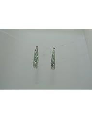STERLING SILVER GRADUATED GREEN AND WHITE HOOP EARRINGS